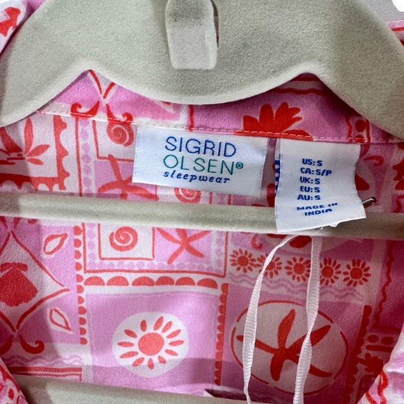 NEW Sigrid Olsen Sleepwear Size Pink Coral Tropical Notch Pajama 2 pcs Short Set - Picture 5 of 12